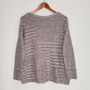 Pure Jill Sweater Multi-color Mixed Stitch Knit Pattern Size L